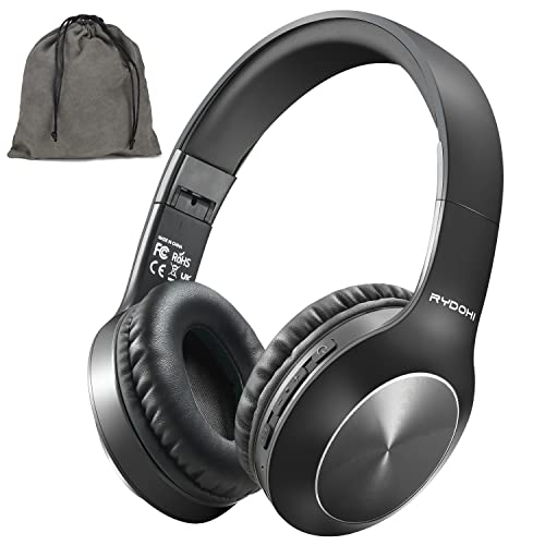 Rydohi Bluetooth Headphones Over Ear, 68H Playtime and 3 EQ Music Modes Wireless Headphones with Microphone/Deep Bass, HiFi Stereo Foldable Lightweight Headset for PC Home Travel Office (Black