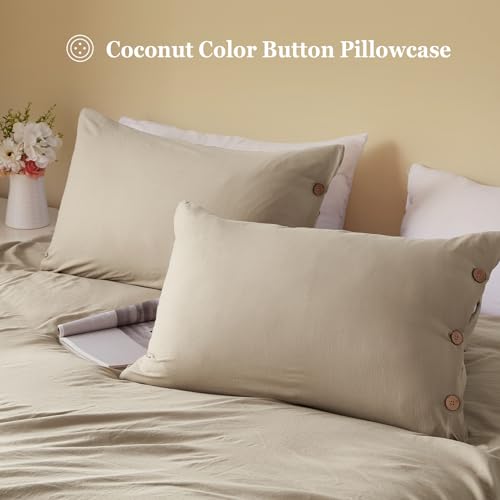 SunStyle Home Grayish Blue Duvet Cover King Size - Soft Double Brushed King Duvet Cover Set, 1 Duvet Cover 104x90 inches and 2 Pillow Shams, 3 Pieces Comforter Cover with Button Closure