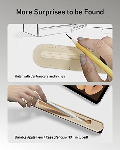 ergounion 3 in 1 Silicone Laptop Stand, Keyboard Riser for Ergonomic Typing/Reading, Portable Laptop Cooling Stand, for Home Office School and Travel, Oval Base, Bright Beige