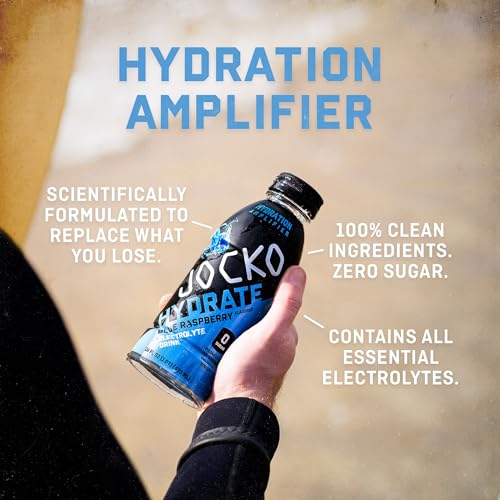 Jocko Fuel Hydrate Electrolyte Drinks - Sports Drink Hydration Amplifier, Thirst Quencher - Scientifically Formulated Electrolyte Blend Blue Raspberry 16 Oz (12 Pack)