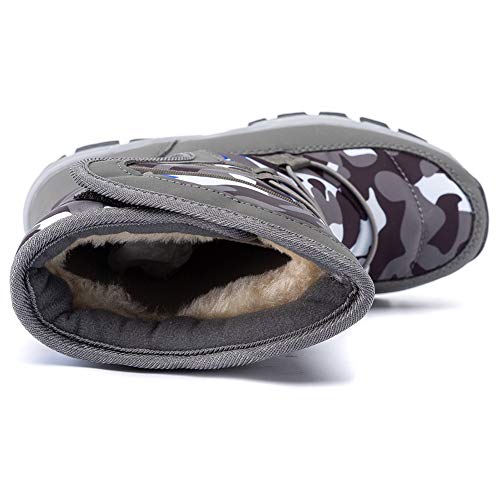 GUBARUN Boys Snow Boots Kids Outdoor Warm Shoes Waterproof (Black1, 4)