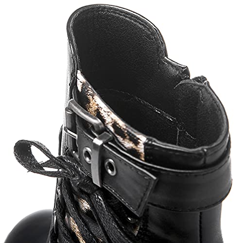 GLOBALWIN Black Platform Boots High Heel Chunky Boots For Women 5.5M