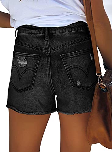 onlypuff Cut Off Denim Shorts for Women Summer Jean Shorts High Waisted Denim Shorts Distressed Ripped Jean Shorts Navy Blue M