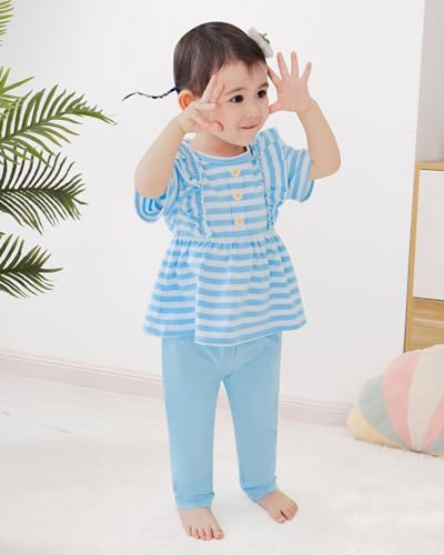 CARETOO Girls Clothes Outfits, Cute Baby Girl Floral Short Sleeve Pant Set Flower Ruffle Top