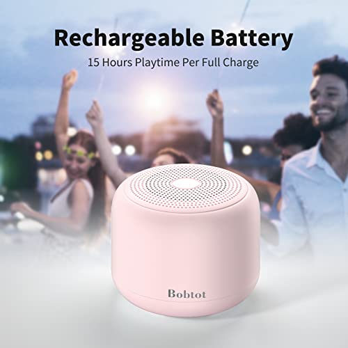 Bobtot Portable Bluetooth Speakers with Strap Easy to Carry, Wireless IPX5 Waterproof Mini Speaker with Loud Stereo Sound,15 Hours Playtime, Rechargeable Battery, Built-in Microphone, Black
