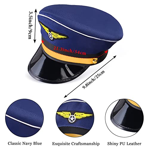 Keymall Kids Pilot Costume Accessories Set With Aviator Hat Sunglasses Tie Pin for Aviation Halloween Dress Up (Set A-2)