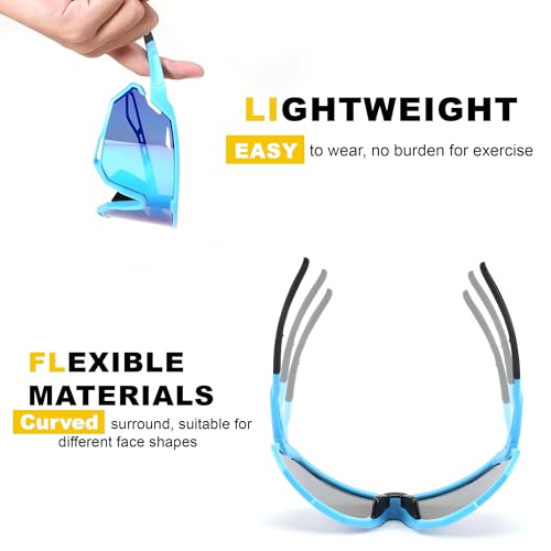 FEISEDY Sport Sunglasses for Men Women, Cycling Glasses with UV Protection, for Baseball, Ski, Runing, Golf B0082