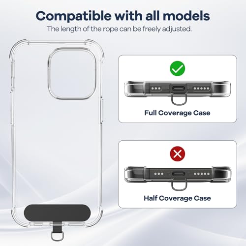 caslord Phone Lanyard, 2× Patches, 1× Polyester Adjustable Strap, Adjustable and Removable Universal Cell Phone Multifunctional Patch Lanyards Compatible with Most Smartphones-Beige