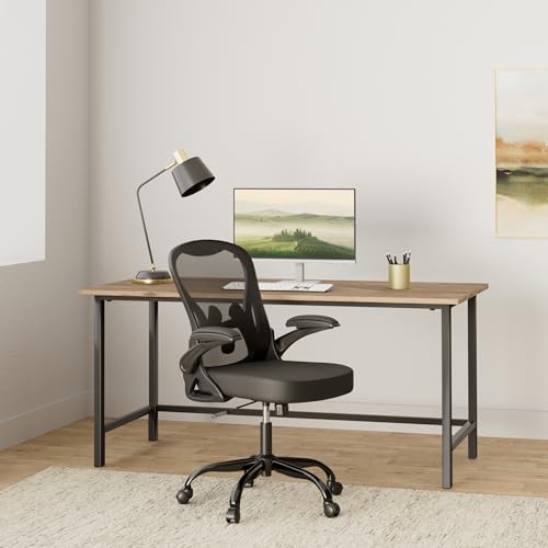 Winrise Office Chair Desk Chair, Ergonomic Mesh Computer Chair Home Office Desk Chairs, Swivel Task Chair Mid Back Breathable Rolling Chair with Adjustable Lumbar Support Flip Up Armrest (Black)