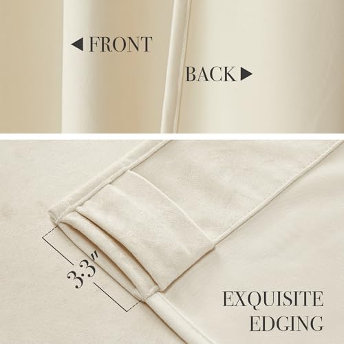 KGORGE Wild Rose Velvet Curtains 90 inches 2 Panels, Velvet Blackout Curtains for Bedroom Living Room, Soft Darkening Thermal Insulating Curtains & Drapes, Back Tab Rod Pocket Curtains, W 52 x L 90