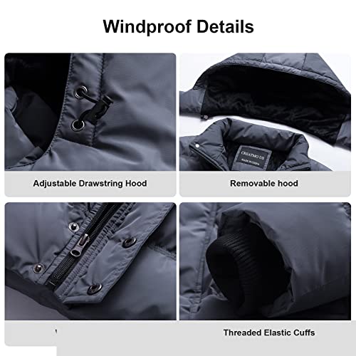 Pursky Bubble Jacket For Men Winter Coats Mens Puff Coat Men's Hooded Waterproof Puffer Warmth Insulated Parka Shiny White M