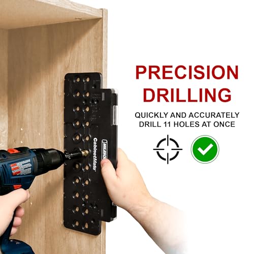 Milescraft 1316 Cabinet Mate Shelf Pin Jig - Shelf Pin Drilling Jig to Create Holes for Wobble Free Shelves. Cabinet Hardware Jig / Drill Guide for Straight Holes