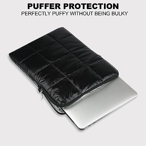 LIUDENWIN 13 14 Inch Laptop Sleeve, Lightweight Padded,Cute Quilted Puffer Laptop Sleeve for Women, Compatible for MacBook Pro13,14/MacBook Air M1 M2/13''-14'' Dell HP ASUS Acer Surface PC-Gold