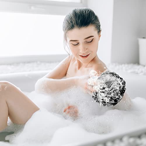Fu Store 4-Pack Bath Sponges Shower Loofahs 50g Mesh Balls Sponge for Body Wash Bathroom Men Women - 4pcs Scrubber Cleaning Loofah (50g Black)