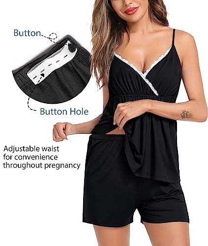 SWOMOG Womens Maternity Robe Set 3 Piece Nursing Pajamas for Breastfeeding 3 in 1 Labor Delivery Hospital Pregnancy Pjs