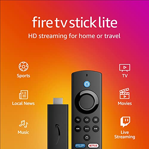 Certified Refurbished Fire TV Stick Lite, free and live TV, Alexa Voice Remote Lite, smart home controls, HD streaming