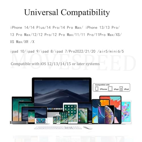 MOVESPEED Apple Mfi Certified Lightning to 3.5mm for iPhone Adapter Headphone Jack Dongle for iPhone with Aux Cord Audio Cable Apple Accessories Compatible with iPhone 14 13 12 11 X Xs 8 7 (2 Pack)