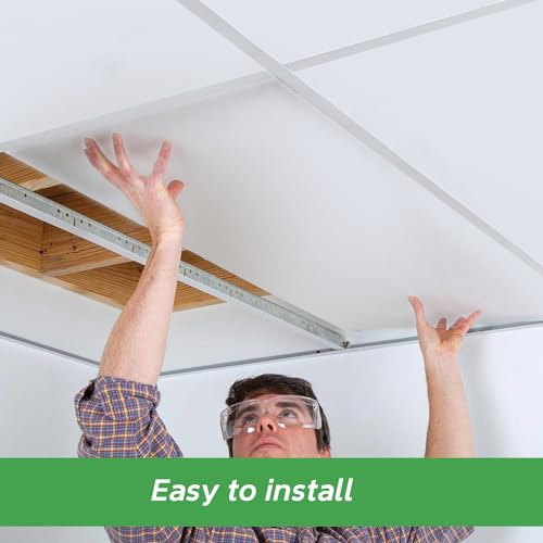 STICKGOO Drop Ceiling Tiles 2ft x 4ft, White PVC Ceiling Panels, Soomth Ceiling Tiles 24 x 48in, Waterproof - Fire-Rated to Prevent Breakage Cover 80 Sq. Ft, Pack of 10 Tiles