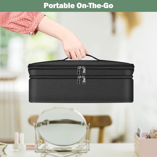 SITHON Double-Layer Travel Carrying Case for Shark FlexStyle/SmoothStyle, Water Resistant Storage Organizer Bag for Airwrap Styler, Also for Revlon One-Step Hair Dryer (Bag Only) (Black)