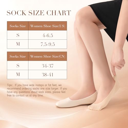 MANZI 5 Pairs No Show Socks Womens Non Slip Invisible Low Cut Thin Footies Socks for Women(Black*2+Nude*3,S)
