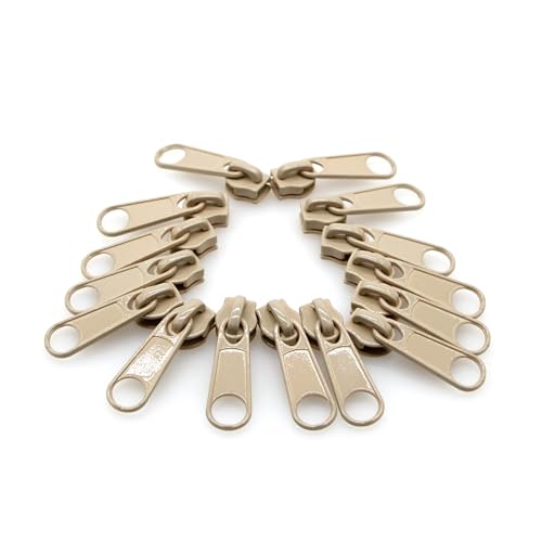 Leekayer #3 Beige Nylon Coil Sewing Zippers by The Yards Bulk 10 Yards with 25pcs Sliders for DIY Tailor Sewing Craft Bags,Luggage,Dress,Sofa Cushion,Pillow(Beige)