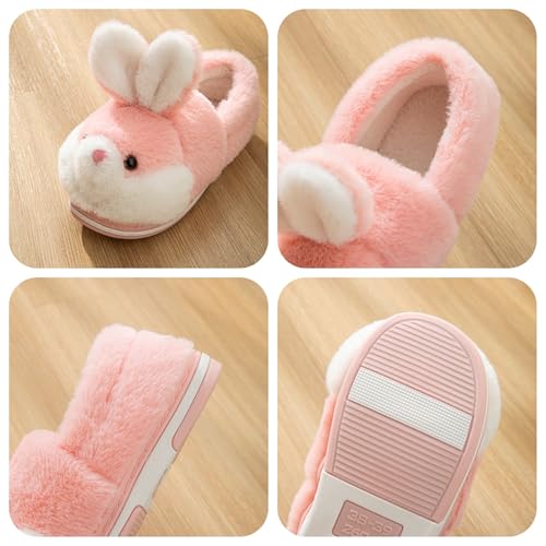 YILANLAN Women's Cute Bunny Animals Slippers Interesting Comfortable Furry Slippers Soft Plush Winter season Keep warm Home Slippers (4/4.5, Grey shoes, numeric_4)