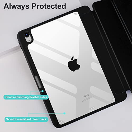 MYGROO case for iPad Air 11 Generation 2024/2025 M3/2 with Pencil Holder, Slim Smart Cover with Clear Back Shell for iPad Air4/5/6 Case 10.9 Inch 2022,Support Wireless iPad Pencil Charging