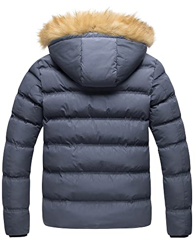 Pursky Bubble Jacket For Men Winter Coats Mens Puff Coat Men's Hooded Waterproof Puffer Warmth Insulated Parka Shiny White M