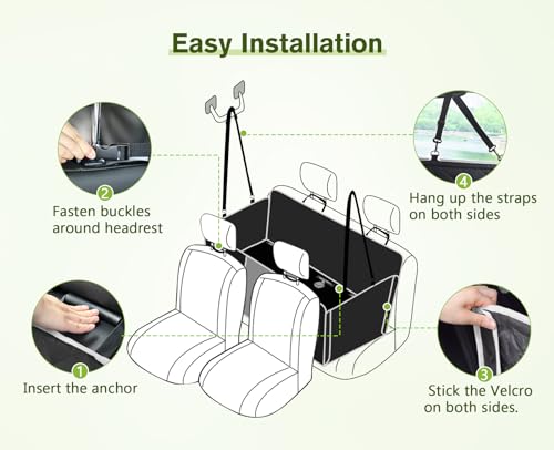 Pecute Dog Back Seat Extender, Back Seat Extender for Dogs, Hard Bottom Car Seat Cover for Large Dogs, Backseat Dog Hammock for Car SUV, Dog Car Seat Cover Extender for Car Travel & Camping Bed