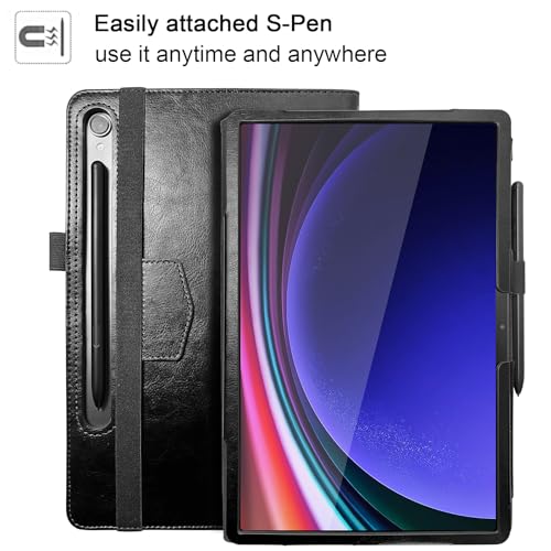 E NET-CASE Case for Samsung Galaxy Tab S9 FE 10.9 Inch/Galaxy Tab S9 11 Inch 2023, New Upgrated Folio Design, Multi-Viewing Stand Cover with Auto Sleep/Wake & Support S-Pen, Black