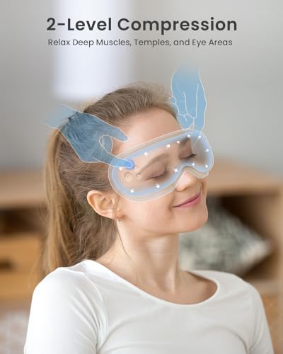 FSA HSA Eye Massager, RENPHO Eyeris 1 Eye Massager, Christmas Birthday Gifts, Eye Massage Mask with Remote, Heat, Compression for Eye Strain Relief, Reduce Stye Eye, Improve Sleep, Head Massager Scalp