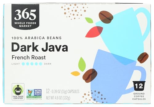 365 by Whole Foods Market, Dark Java Coffee Pods, Dark French Roast, 100% Arabica Beans, 12 Count