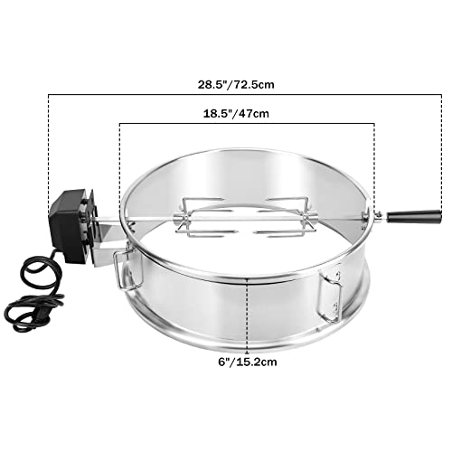 onlyfire Stainless Steel Multi-Purpose Rotisserie and Pizza Combo Kit for Weber 18" and Other Similar Kettle Grills - Include Pizza Peel and Pizza Stone