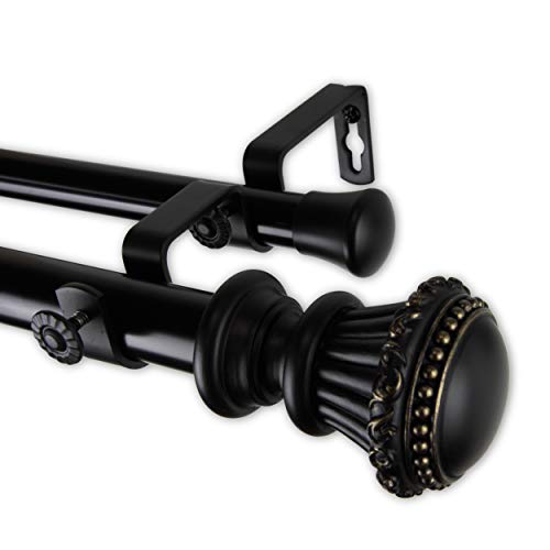 Rod Desyne 1" Chance Double Curtain Rod, 28-48 inch, Black