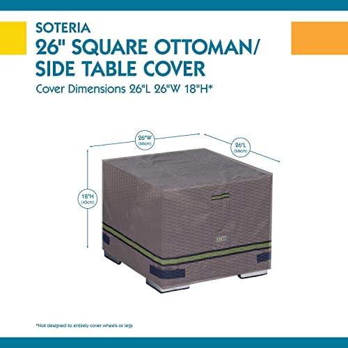 Duck Covers Soteria Water-Resistant 26 Inch Square Patio Ottoman/Side Table Cover, Outdoor Ottoman Cover