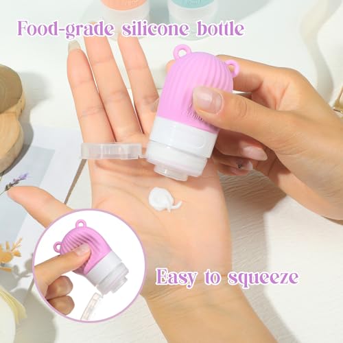 RONRONS Travel Bottles, 1oz Silicone Sauces Salad Condiment Oil BBQ Squeeze Bottles, Mini Leak Proof TSA Approved Dressing Container for Shampoo Toiletries Conditioner (4 Pieces)
