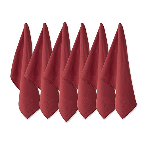 DII Basic Solid Dishtowel Collection Cotton Flat Woven, Small Set, 18x28, Tango Red, 6 Piece