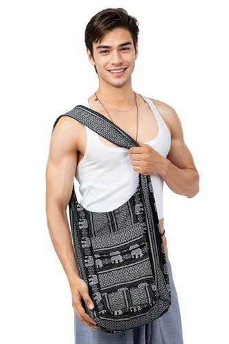 Your Cozy Boho Crossbody Bag for Women – Handmade Cotton Sling Bag Lightweight Unisex Travel Purse with Zipper (Naga03)