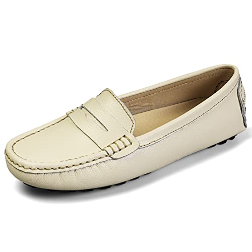 Artisure Women's Classic Handsewn Brown Genuine Leather Penny Loafers Driving Moccasins Casual Boat Shoes Slip On Fashion Office Comfort Flats 6.5 M US SKS-1221ZON065