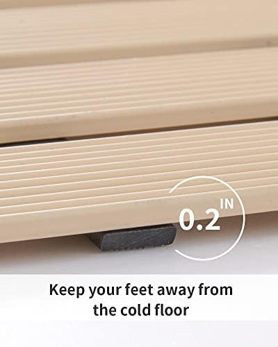 PADOOR Shower-Mat Non Slip, Heavy Duty Bathtub-Mat Curlable Quick Drain Sturdy Bath Tub Mat Without Suction Cups for Indoor Outdoor Use 16x35 Inch Beige