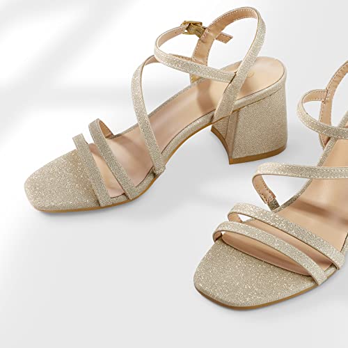 mysoft Women's Strappy Low Chunky Block Heel Sandals Open Toe Dress Shoes
