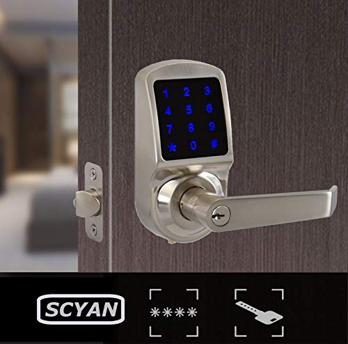 Smart Door Lock, Keyless Entry Door Lock, SCYAN X3 Handle Lock with Touchscreen Keypad Access, Auto Lock Satin Nickel