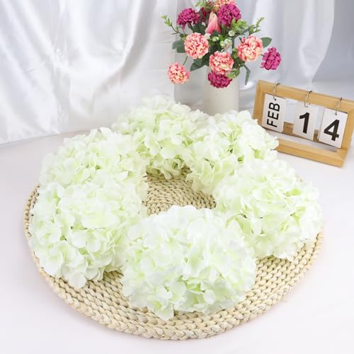AWARDSEN White Hydrangea Artificial Flower,540 Petals Artificial White Hydrangea Bulk,Silk White Hydrangeas,Artificial White Hydrangea Flowers for Home Wedding Decoration