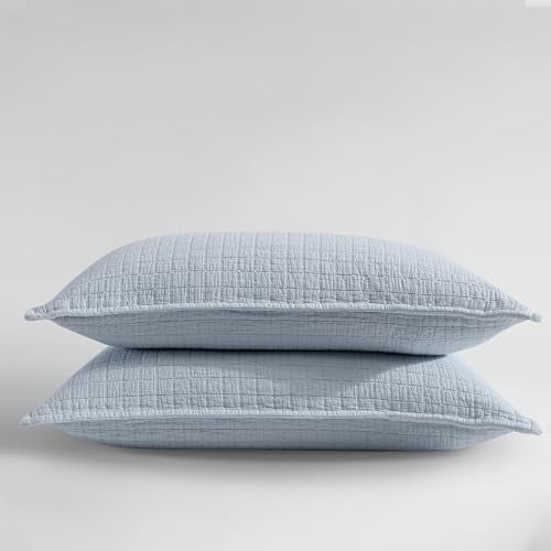 Calvin Klein - Standard Sham Set, Cotton Jacquard Bedding, Garment Washed Home Decor for Soft & Relaxed Feel (Dawn Blue, 2-Piece)