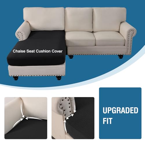 H.VERSAILTEX Sectional Couch Covers 4 Pieces Sofa Seat Cushion Covers L Shape Separate Cushion Couch Chaise Cover for Both Left/Right Sectional Couch (Seat Only: 1 Chaise + 3 Sofa, Sand)