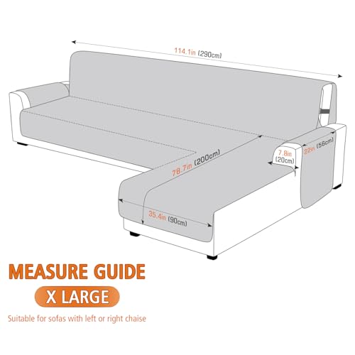 VANSOFY Upgraded Sectional Couch Covers 100% Waterproof L Shaped Sofa Slipcover Reversible Chaise Lounge Cover for Sectional Sofa Furniture Protector Cover for Pets Dog Cat(Small, Off White)