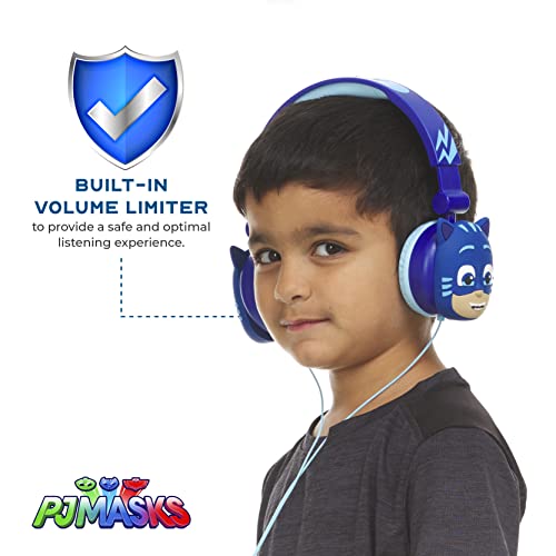 PJ Masks Over-Ear Headphones for Kids - Adjustable Headband, Stereo Sound, Tangle-Free Cable, Volume Control, and 3.5mm Jack - Perfect for School, Home, and Travel