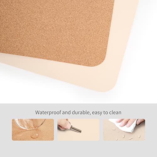 RENMTURE Dual-Sided Mouse Pad, Natural Cork & PU Leather Large Desk Pad for Office and Home Work, Desk Protector Non-Slip, Waterproof, Easy Clean (Pink, 36"x17")