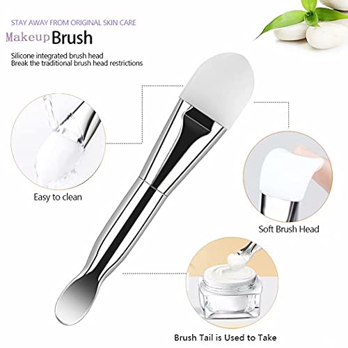 NIZJX Silicone Face Mask Applicator Double-Ended 3 Pcs Mask Applicator Tool Soft Facial Mask Brushes for Mud, Clay, Charcoal Mixed Mask, Soft Bristle Makeup Brush for Powdered Liquid Makeup