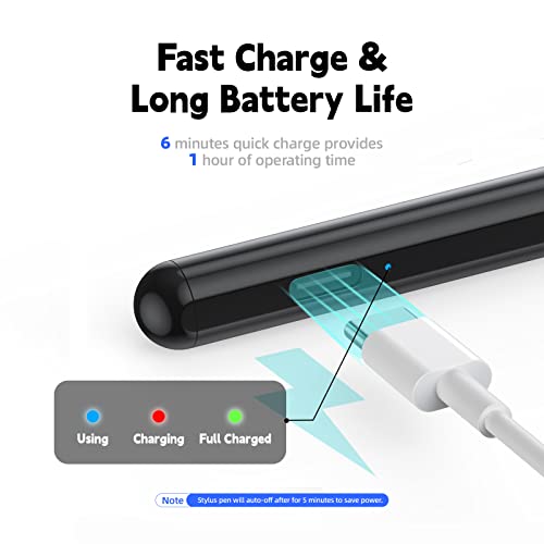 Stylus Pen for iPad with Palm Rejection, Blooding Active Pencil 2nd Generation Compatible with Apple iPad Pro 11/12.9", iPad 10/9/8/7/6th Gen, iPad Mini 5th/6th Gen,iPad Air 3rd/4th/5th Gen-Black